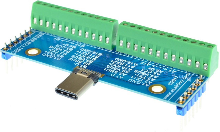 USB 3.1 Type C Male Breakout Board right angle